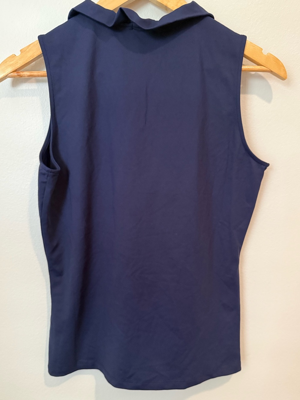 J.McLaughlin Durham Sleeveless Ruffle Top Winter Navy Blue Catalina Cloth Sz S - Picture 7 of 10